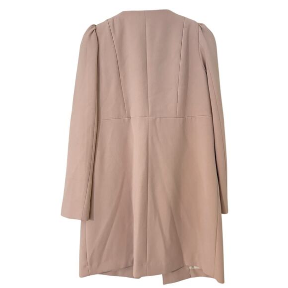 H&M Blush Pink Gathered Shoulder Lightweight Overcoat Jacket Size 8 - Picture 5 of 5